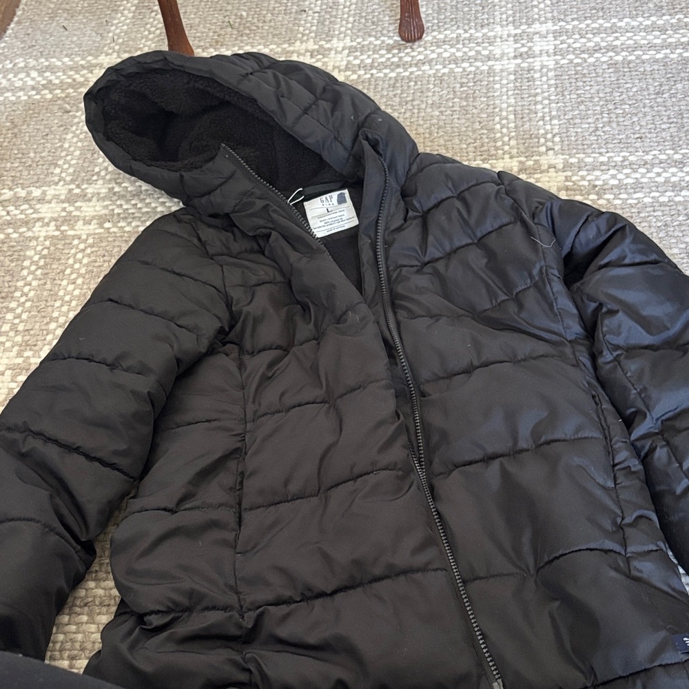 Black Hooded Puffer Jacket Gap
